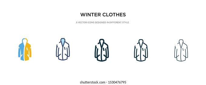 winter clothes icon in different style vector illustration. two colored and black winter clothes vector icons designed in filled, outline, line and stroke style can be used for web, mobile, ui