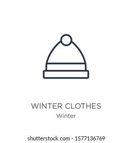 Winter clothes icon. Thin linear winter clothes outline icon isolated on white background from winter collection. Line vector sign, symbol for web and mobile