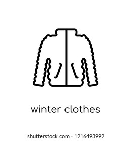 winter clothes icon. Trendy modern flat linear vector winter clothes icon on white background from thin line Winter collection, outline vector illustration