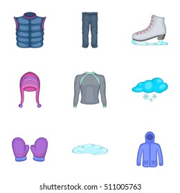Winter clothes icons set. Cartoon illustration of 9 winter clothes vector icons for web