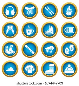Winter clothes icons set. Simple illustration of 16 winter clothes vector icons for web