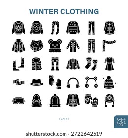 Conjunto de iconos de ropa de invierno Ilustración vectorial