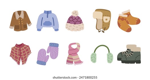 Conjunto de Ilustración de Ropa de Invierno Colección