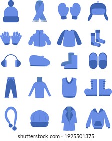 Winter clothes, illustration, vector on white background.