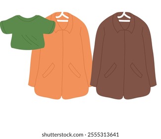 Winter Clothes On Hanging Shop Vector Illustration