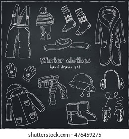 Winter clothes set. Vintage illustration for identity, design, decoration, packages product and interior decorating