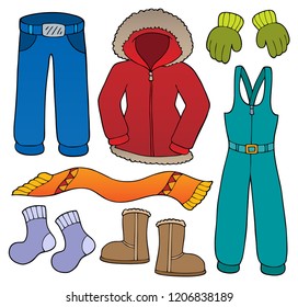 Winter clothes topic set 1 - eps10 vector illustration.