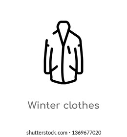 winter clothes vector line icon. Simple element illustration. winter clothes outline icon from winter concept. Can be used for web and mobile