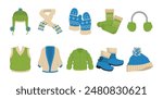 Winter Clothes Vector Set Collection