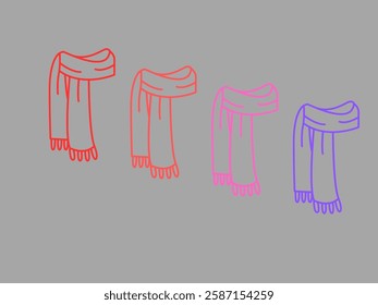 Winter clothes vector set of knitted beanie hat, sweater, scarf, mitten, socks. Black and white contour line art cartoon drawing doodles. Winter clothing clip art design elements. Fashion icon or logo