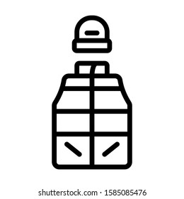 Winter clothes, vest with hat icon. Simple design. Line vector. Isolate on white background.