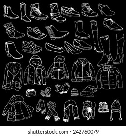 Winter Clothes White on Black