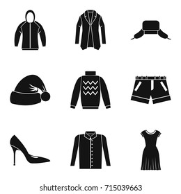 Winter clothing icon set. Simple set of 9 winter clothing vector icons for web design isolated on white background