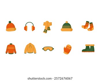 Winter Clothing Illustration Element Set