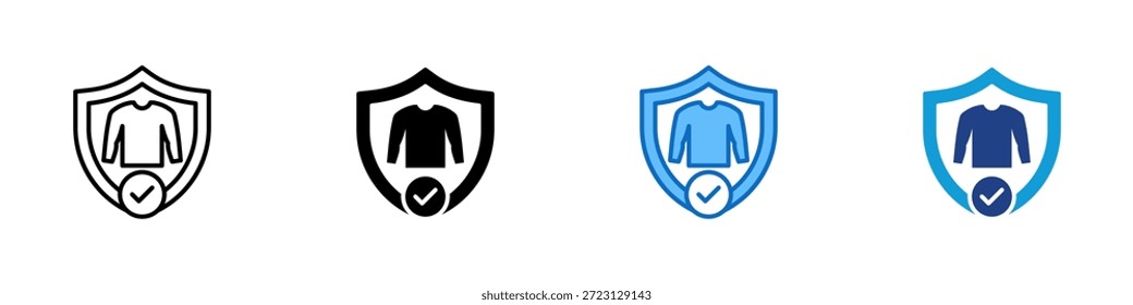 Vector de diseño de íconos de estilo múltiple: escudo con el símbolo del suéter que representa la protección, el calor y la seguridad de la ropa en entornos fríos