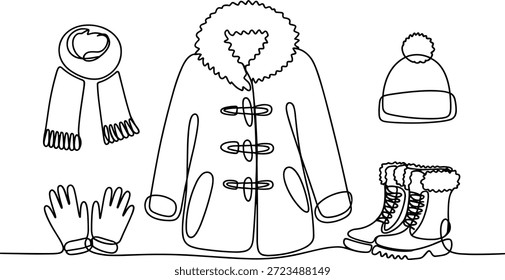 Conjunto de ropa de invierno con guantes de abrigo y botas de bufanda.