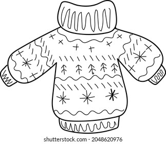 Winter clothing Vector illustration with one line. Winter lineart illustration.