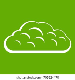 Winter cloud icon white isolated on green background. Vector illustration