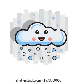 Winter Cloud Icons Design Vector Filled Kawaii Style Illustration