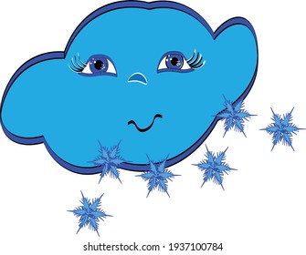 winter cloud with snow and smile