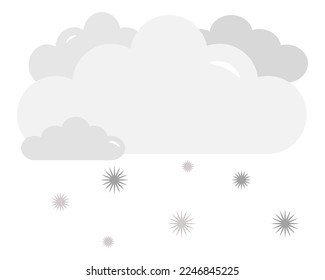 Winterwolkenschnee, Schneeflocken-Cartoon-Stil. Abstraktes Symbol für kalte Wetterfarben. Frische Naturwetterelemente. Meteorologische Infografiken. Vektorgrafik