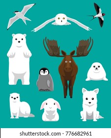 Winter Coat Animals Set Cartoon Vector Illustration
