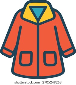 Winter coat icon in flat colorful outline style