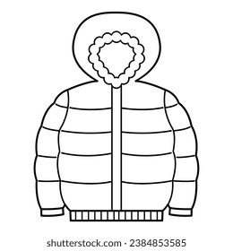 Winter coat line art. Vector illustration with winter theme and flat line vector style. Editable vector element.