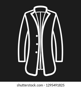 Winter coat outlined icon in dark background