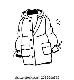 winter coat with a quilted design and hood, ready to use vector