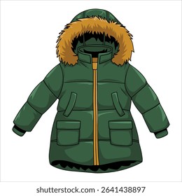 Winter coat vector in cold weather style. Perfect apparel illustration for seasonal fashion and winter design projects.