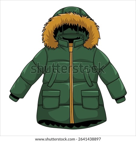 Winter coat vector in cold weather style. Perfect apparel illustration for seasonal fashion and winter design projects.