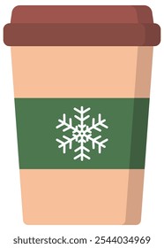 Winter coffee cup flat vector icon isolated on white background.