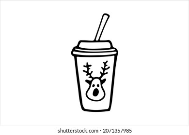 Icono de la taza de café de invierno para ir al doodle
