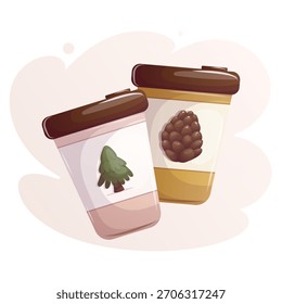 Winter coffee cups vector illustration