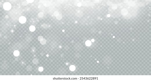 Winter cold blizzard and snow effect. Vector texture Cold winter background with snowflakes on transparent background.