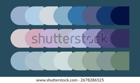 Winter cold color palette. Blue, purple and green colors palette.