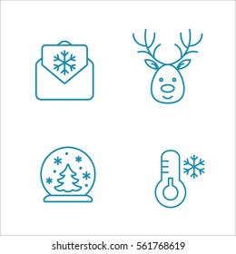 winter cold snow line icons set blue on white background