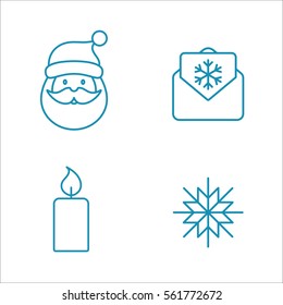 winter cold snow line icons set blue on white