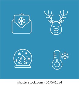 winter cold snow line icons set