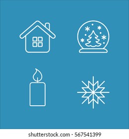 winter cold snow line icons set