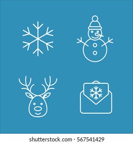 winter cold snow line icons set