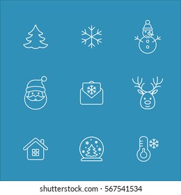 winter cold snow line icons set