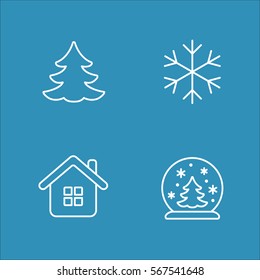 winter cold snow line icons set