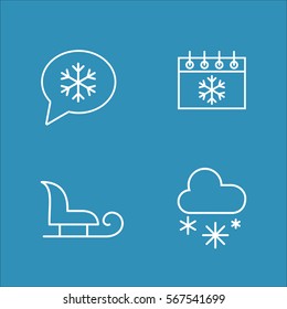 winter cold snow line icons set