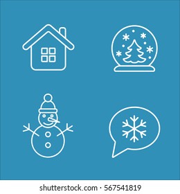 winter cold snow line icons set