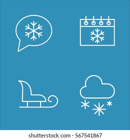 winter cold snow line icons set