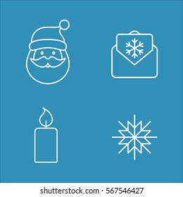 winter cold snow line icons set