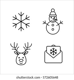 winter cold snow line icons set