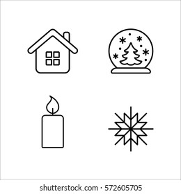 winter cold snow line icons set